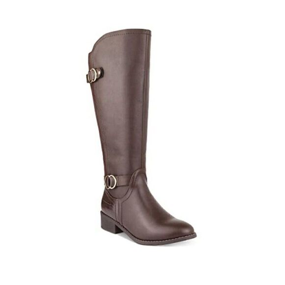 Karen Scott Womens Leandraa Faux Leather Knee-High Boots Brown 5 Medium (B,M) - Picture 1 of 3